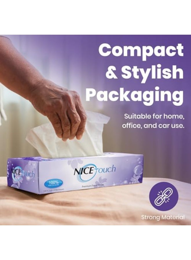 NICE Touch علبة مناديل وجه ناعمة مزدوجة الطبقة - عبوة من 30 | 4,500 منديل ناعم ورقيق | مثل القطن، قوي وامتصاصه عالي | صحي وآمن لجميع أنواع البشرة - Image 5